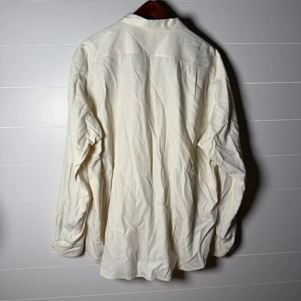 Polo Ralph Lauren Bonnard Mens XXL Button Up Bonnard Silk Blend Off White/Beige